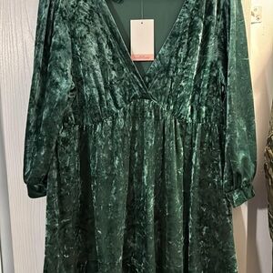 Pinkblush Green Velvet Mini Dress